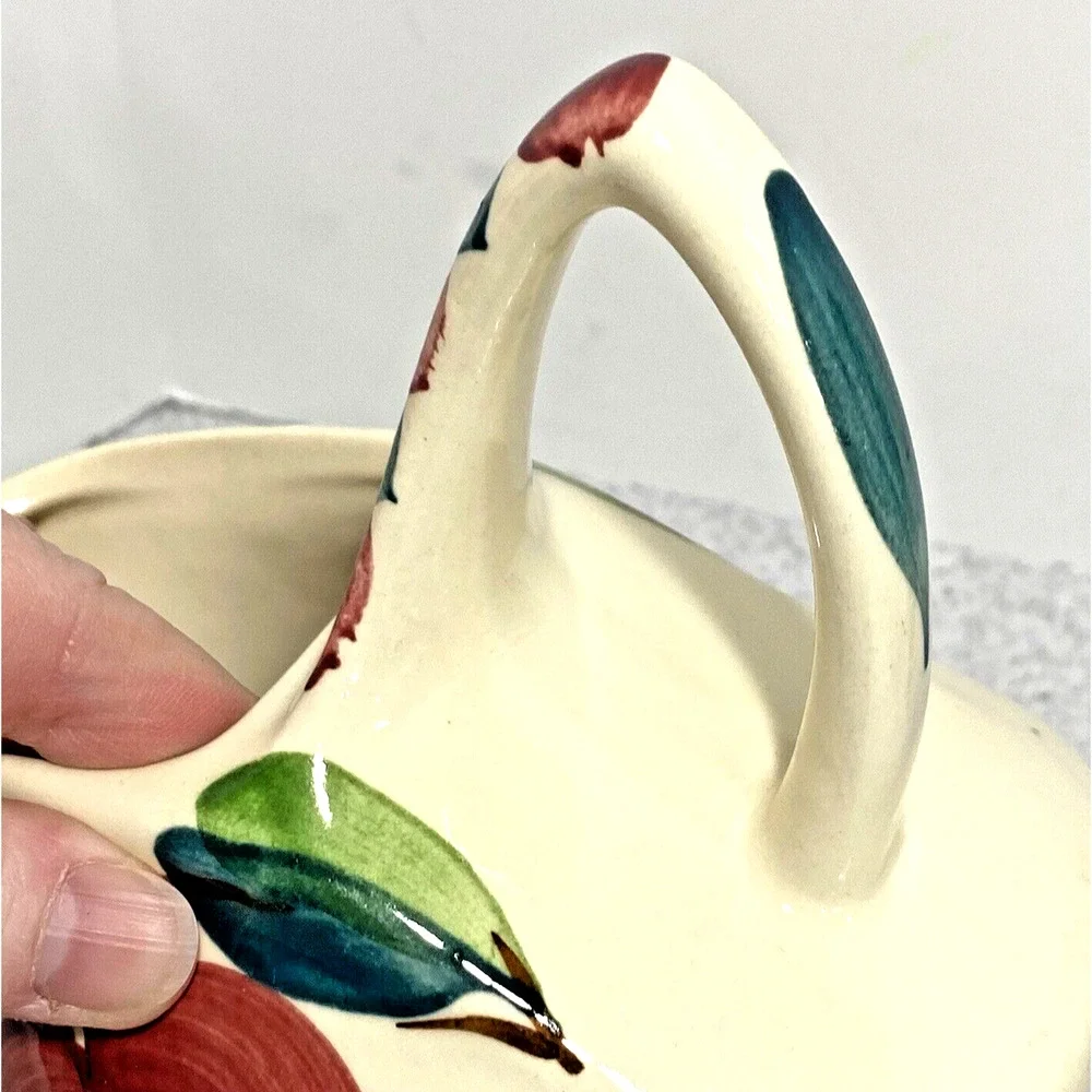 Vintage Purinton Pottery Apple Pattern 28 fl oz pitcher ice lip 1940s kitchen